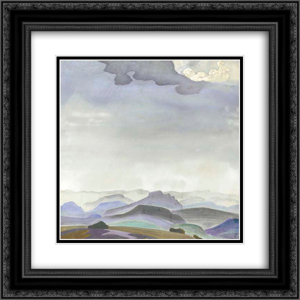 Morning rider 20x20 Black Ornate Wood Framed Art Print Poster with Double Matting by Roerich, Nicholas