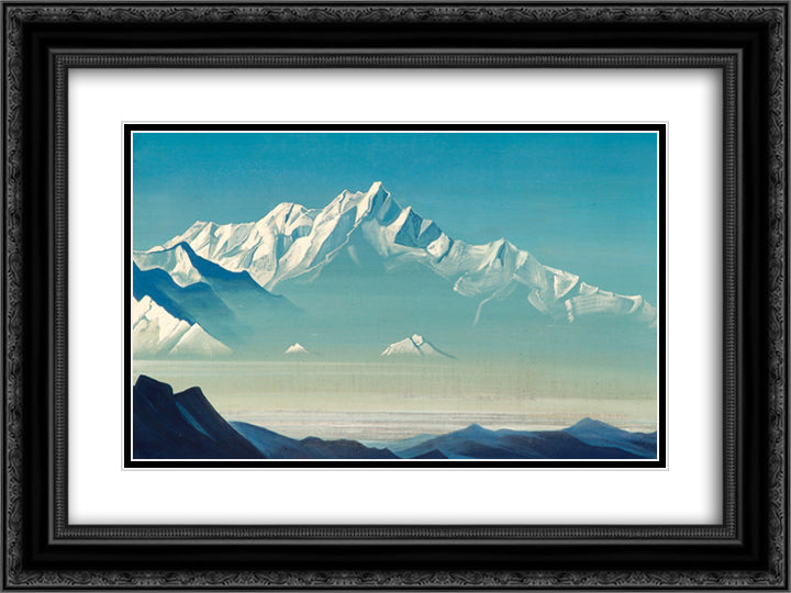 Mount of five treasures (Two worlds) 24x18 Black Ornate Wood Framed Art Print Poster with Double Matting by Roerich, Nicholas