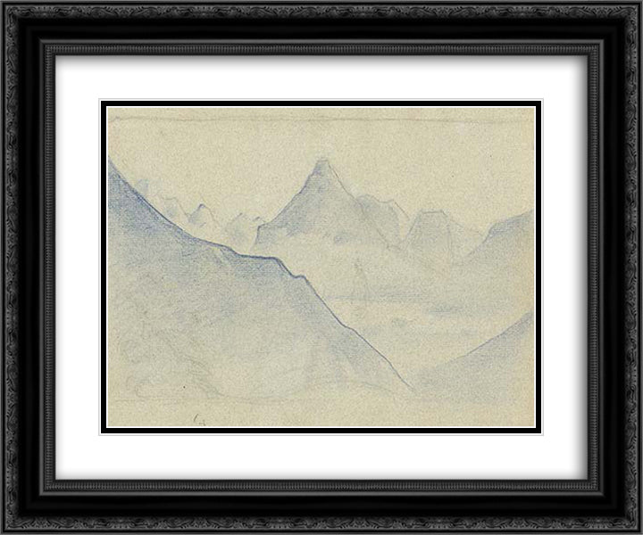 Mountain landscape 24x20 Black Ornate Wood Framed Art Print Poster with Double Matting by Roerich, Nicholas