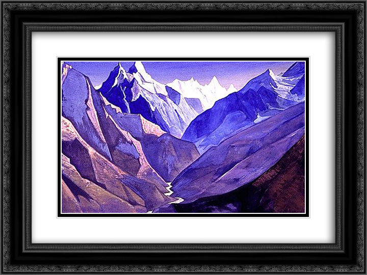 Mountains 24x18 Black Ornate Wood Framed Art Print Poster with Double Matting by Roerich, Nicholas