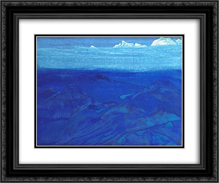 Mountains Soshing 24x20 Black Ornate Wood Framed Art Print Poster with Double Matting by Roerich, Nicholas