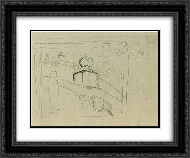 Nicola 24x20 Black Ornate Wood Framed Art Print Poster with Double Matting by Roerich, Nicholas