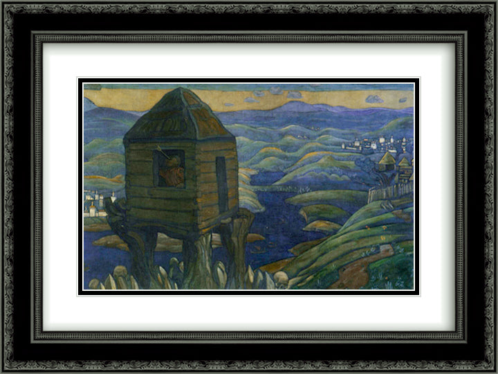 Nightingale the Robber 24x18 Black Ornate Wood Framed Art Print Poster with Double Matting by Roerich, Nicholas