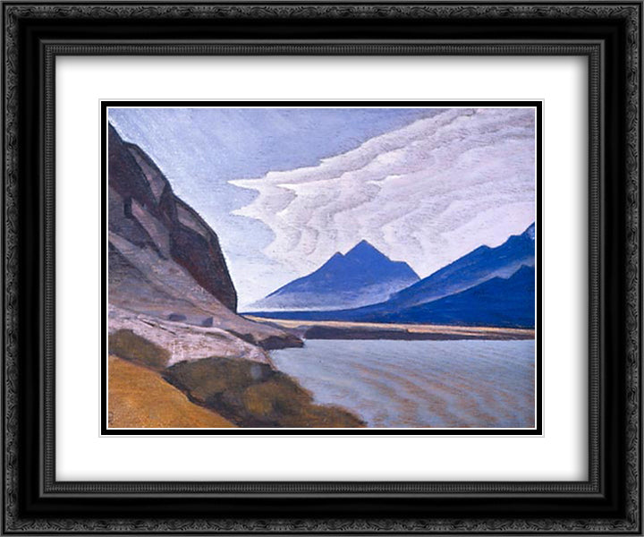 Nubra Valley 24x20 Black Ornate Wood Framed Art Print Poster with Double Matting by Roerich, Nicholas