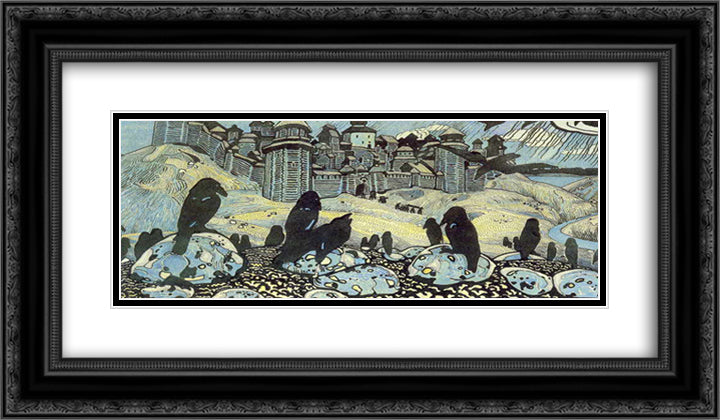 Ominous 24x14 Black Ornate Wood Framed Art Print Poster with Double Matting by Roerich, Nicholas