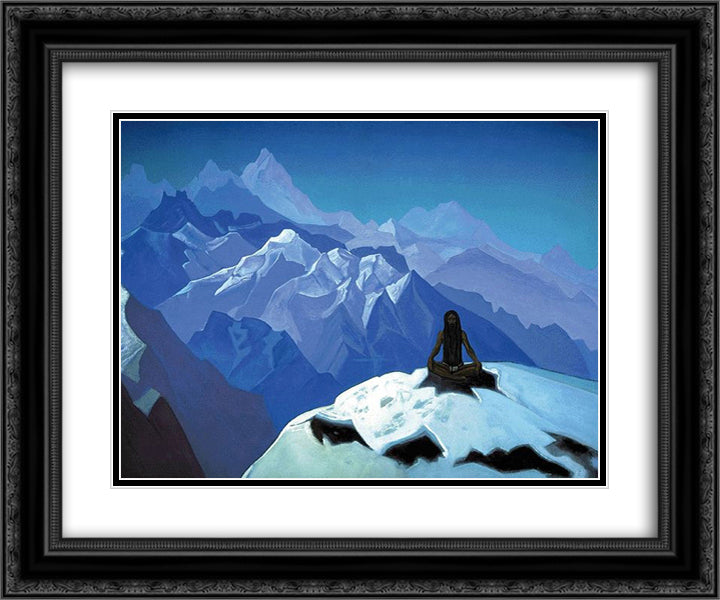 On the Heights (Tummo) 24x20 Black Ornate Wood Framed Art Print Poster with Double Matting by Roerich, Nicholas