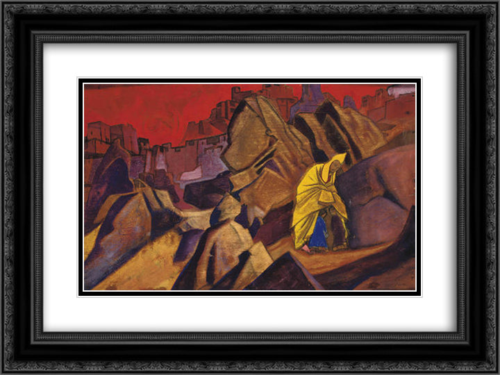 One who safeguards 24x18 Black Ornate Wood Framed Art Print Poster with Double Matting by Roerich, Nicholas