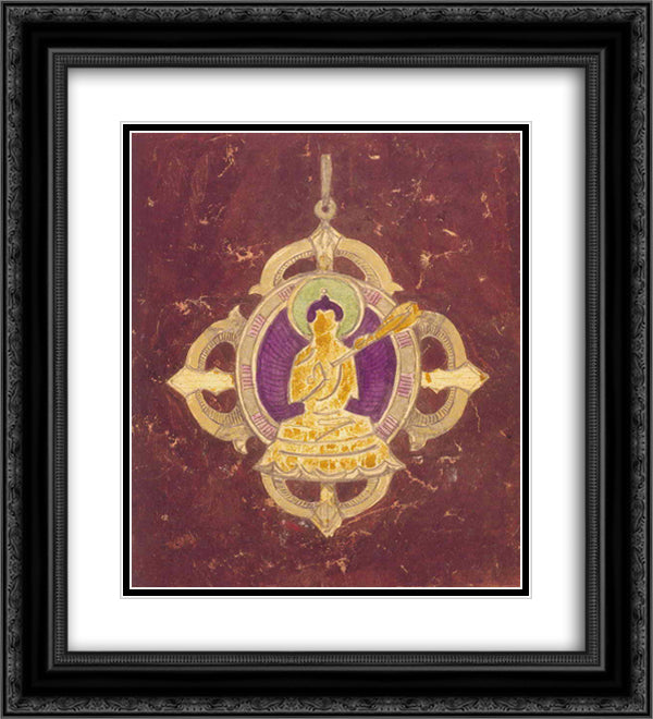 Order of Buddha all-conquering 20x22 Black Ornate Wood Framed Art Print Poster with Double Matting by Roerich, Nicholas