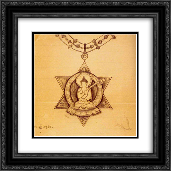 Order of the Buddha all-conquering 20x20 Black Ornate Wood Framed Art Print Poster with Double Matting by Roerich, Nicholas