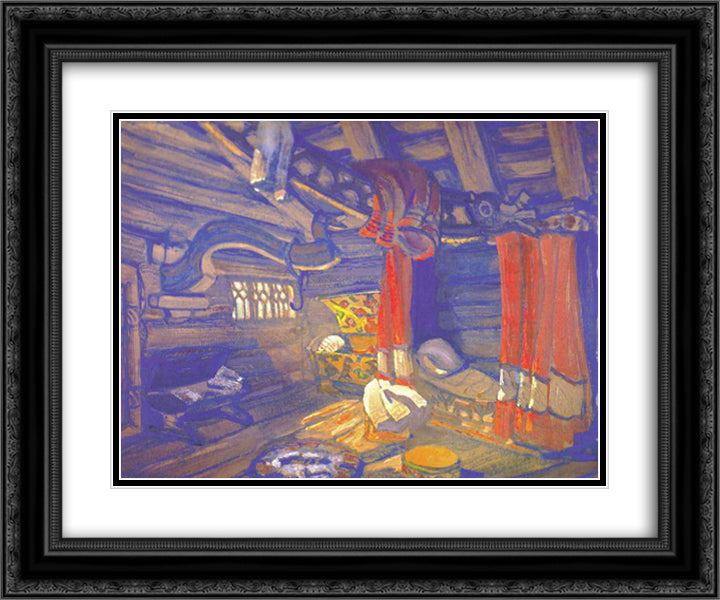 Oze's hut 24x20 Black Ornate Wood Framed Art Print Poster with Double Matting by Roerich, Nicholas