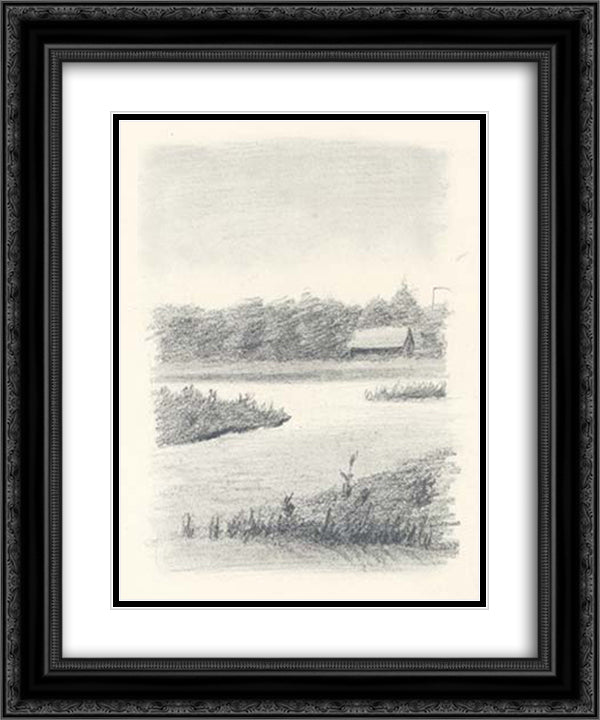 Part of Izvara Lake 20x24 Black Ornate Wood Framed Art Print Poster with Double Matting by Roerich, Nicholas