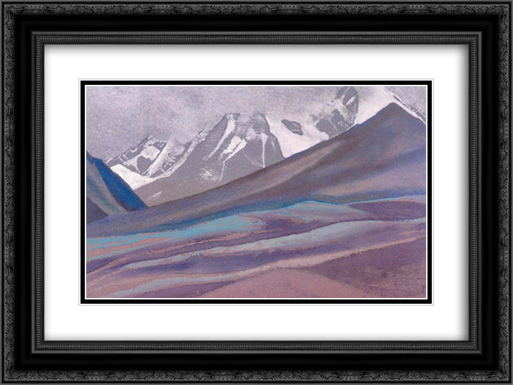 Pass 24x18 Black Ornate Wood Framed Art Print Poster with Double Matting by Roerich, Nicholas