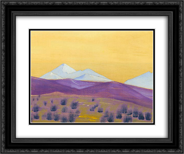 Pass Tangla 24x20 Black Ornate Wood Framed Art Print Poster with Double Matting by Roerich, Nicholas