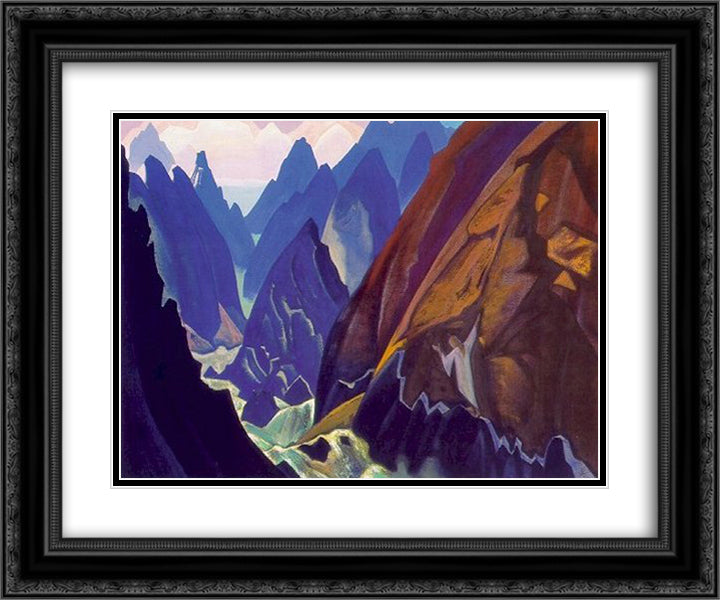 Path 24x20 Black Ornate Wood Framed Art Print Poster with Double Matting by Roerich, Nicholas