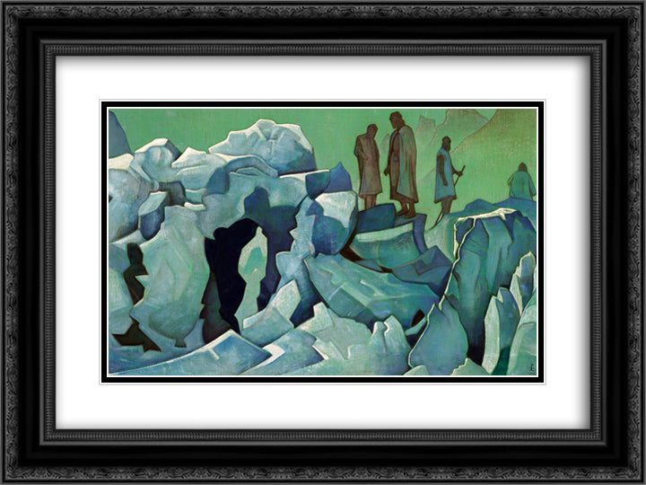 Patrol of Himalayas 24x18 Black Ornate Wood Framed Art Print Poster with Double Matting by Roerich, Nicholas