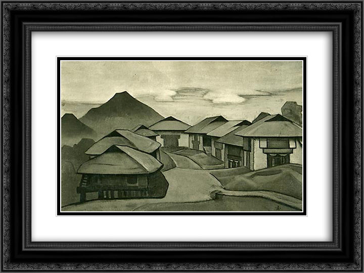 Pemaianze 24x18 Black Ornate Wood Framed Art Print Poster with Double Matting by Roerich, Nicholas