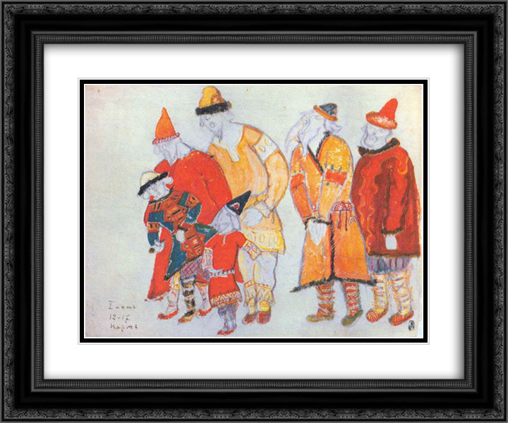People 24x20 Black Ornate Wood Framed Art Print Poster with Double Matting by Roerich, Nicholas