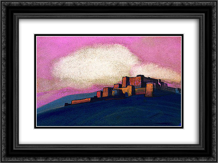 Pink sky 24x18 Black Ornate Wood Framed Art Print Poster with Double Matting by Roerich, Nicholas