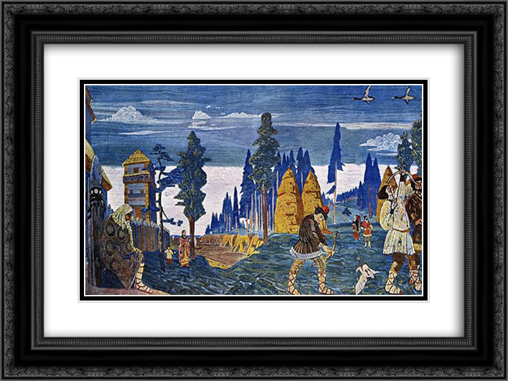 Pomeranians. Morning. 24x18 Black Ornate Wood Framed Art Print Poster with Double Matting by Roerich, Nicholas