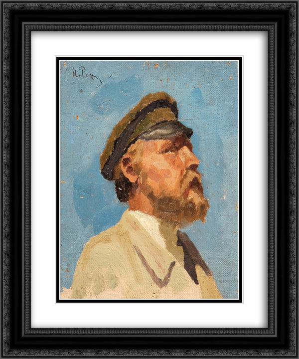 Portrait of man 20x24 Black Ornate Wood Framed Art Print Poster with Double Matting by Roerich, Nicholas