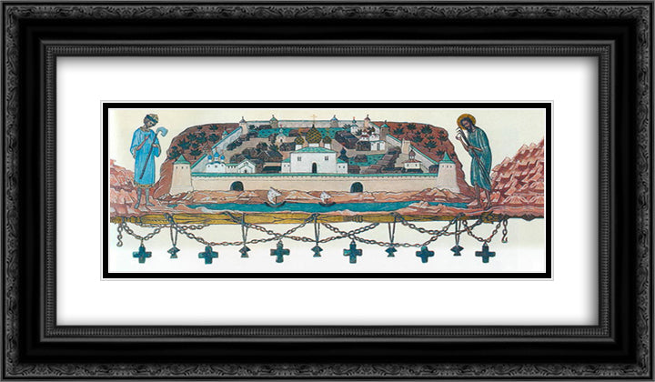 Procopius the Righteous 24x14 Black Ornate Wood Framed Art Print Poster with Double Matting by Roerich, Nicholas
