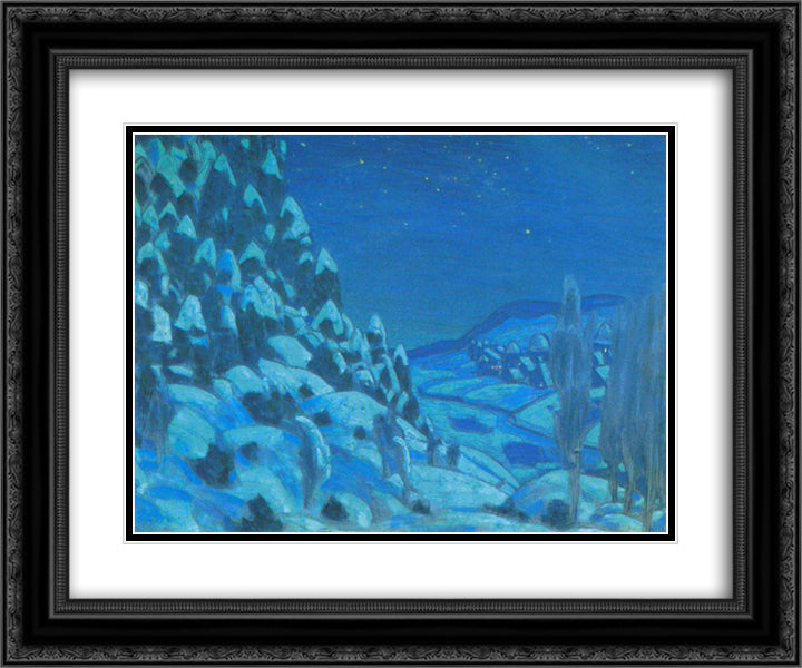 Prologue. Forest. 24x20 Black Ornate Wood Framed Art Print Poster with Double Matting by Roerich, Nicholas