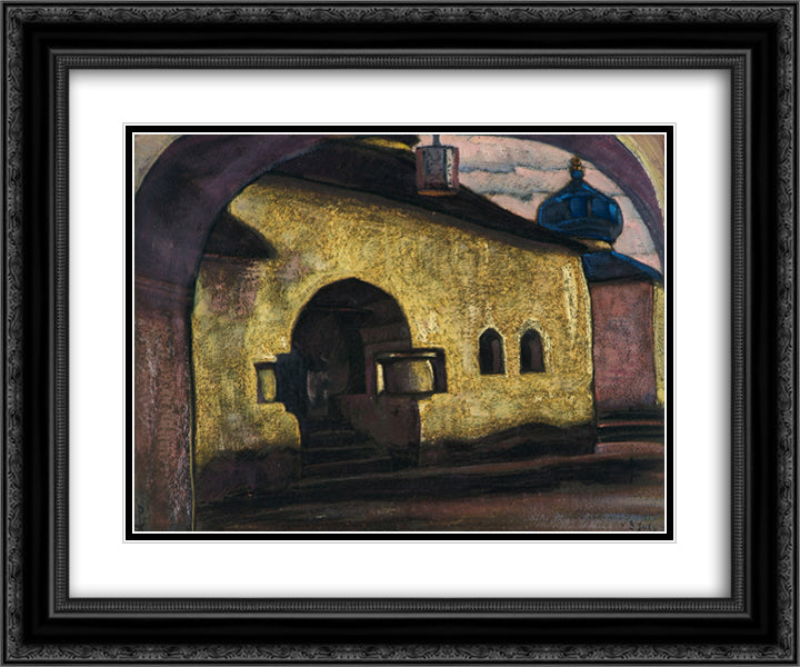 Pskov 24x20 Black Ornate Wood Framed Art Print Poster with Double Matting by Roerich, Nicholas