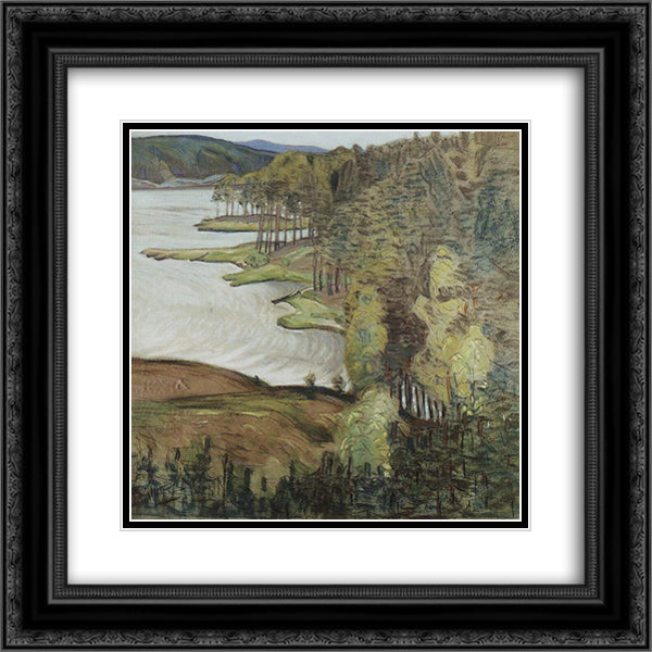 Punkaharju 20x20 Black Ornate Wood Framed Art Print Poster with Double Matting by Roerich, Nicholas