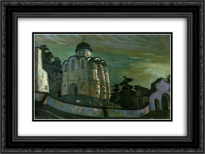 Putivl 24x18 Black Ornate Wood Framed Art Print Poster with Double Matting by Roerich, Nicholas