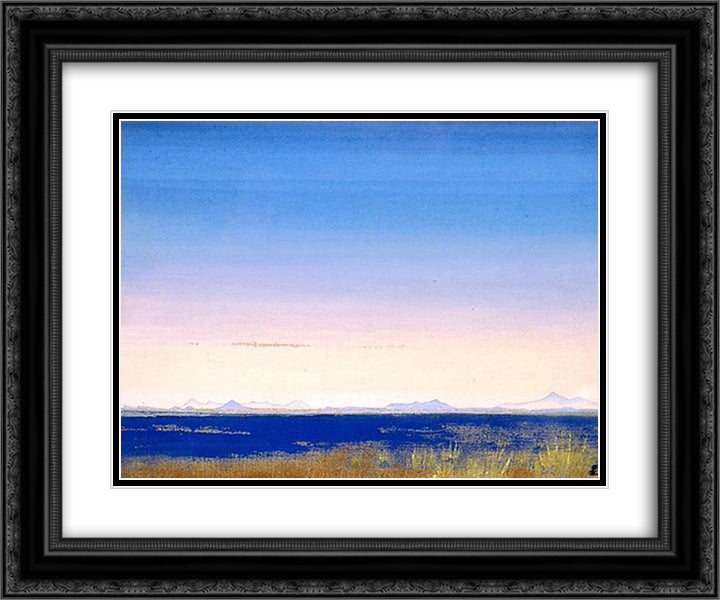 Qaidam 24x20 Black Ornate Wood Framed Art Print Poster with Double Matting by Roerich, Nicholas