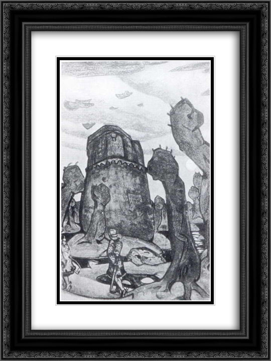 Queen Anna's tower 18x24 Black Ornate Wood Framed Art Print Poster with Double Matting by Roerich, Nicholas