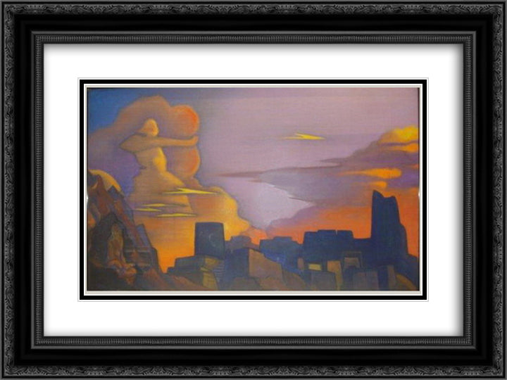 Ramayana 24x18 Black Ornate Wood Framed Art Print Poster with Double Matting by Roerich, Nicholas