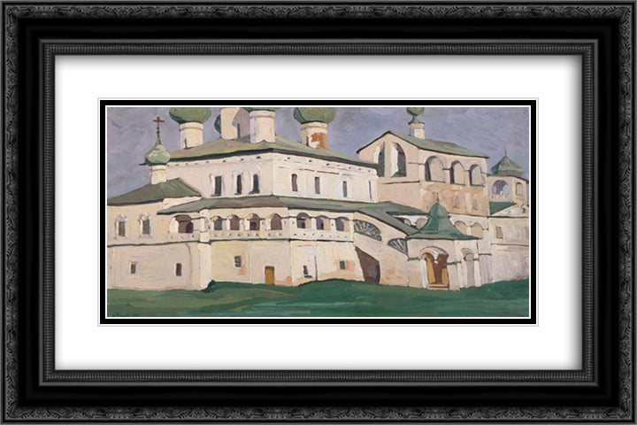 Resurrection Monastery in Uglich 24x16 Black Ornate Wood Framed Art Print Poster with Double Matting by Roerich, Nicholas