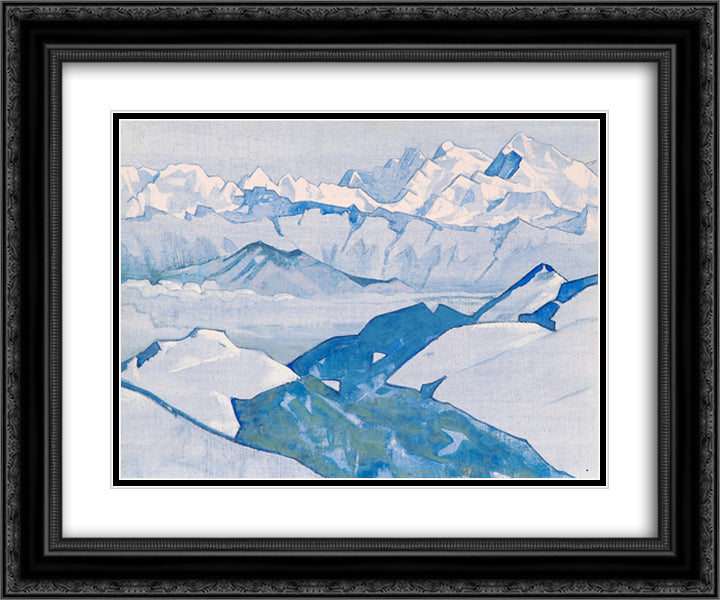 Ridge of Everest 24x20 Black Ornate Wood Framed Art Print Poster with Double Matting by Roerich, Nicholas