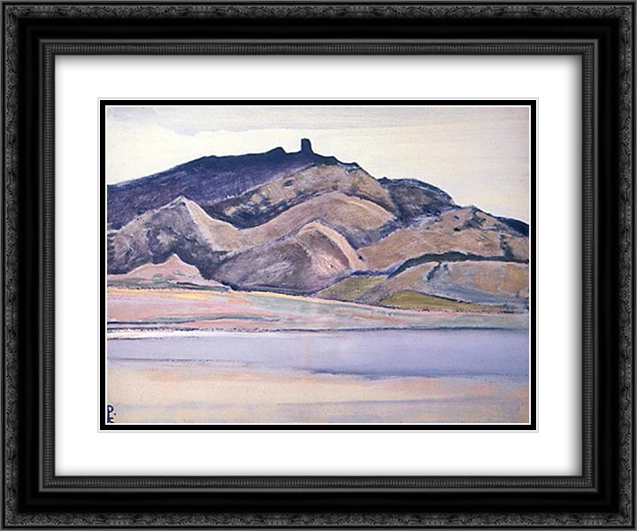 Rio-Grande 24x20 Black Ornate Wood Framed Art Print Poster with Double Matting by Roerich, Nicholas