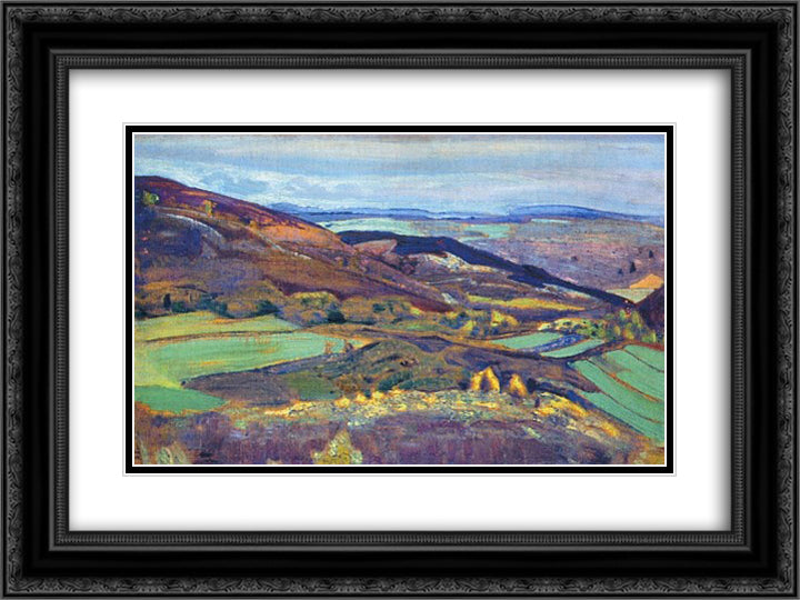 Rocks & cliffs. 24x18 Black Ornate Wood Framed Art Print Poster with Double Matting by Roerich, Nicholas