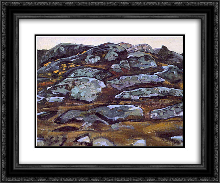 Rocks (Karelia) 24x20 Black Ornate Wood Framed Art Print Poster with Double Matting by Roerich, Nicholas