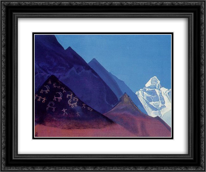 Rocks of Ladakh 24x20 Black Ornate Wood Framed Art Print Poster with Double Matting by Roerich, Nicholas