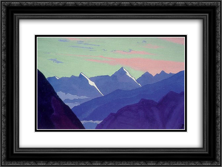 Rohtang pass 24x18 Black Ornate Wood Framed Art Print Poster with Double Matting by Roerich, Nicholas