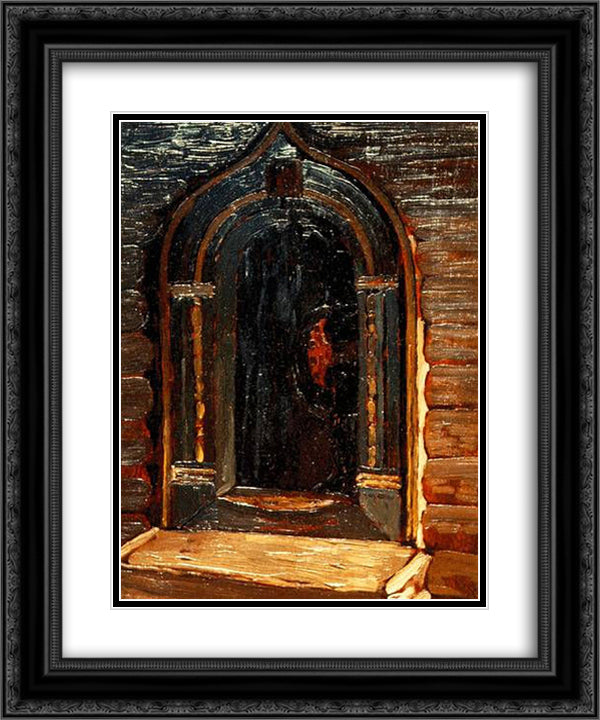 Rostov Veliky. Door of the church on Ishna. 20x24 Black Ornate Wood Framed Art Print Poster with Double Matting by Roerich, Nicholas