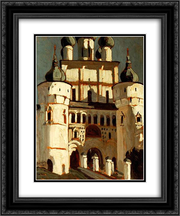 Rostov Veliky. Entrance to Kremlin. 20x24 Black Ornate Wood Framed Art Print Poster with Double Matting by Roerich, Nicholas