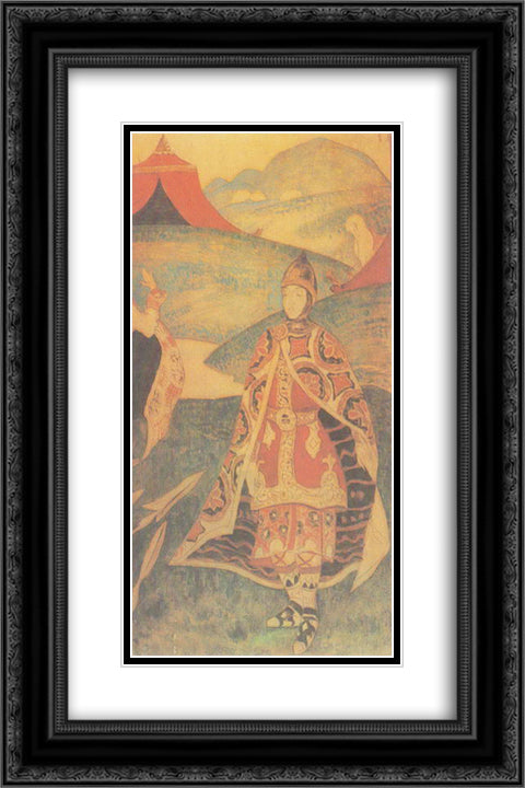 Russian warrior 16x24 Black Ornate Wood Framed Art Print Poster with Double Matting by Roerich, Nicholas
