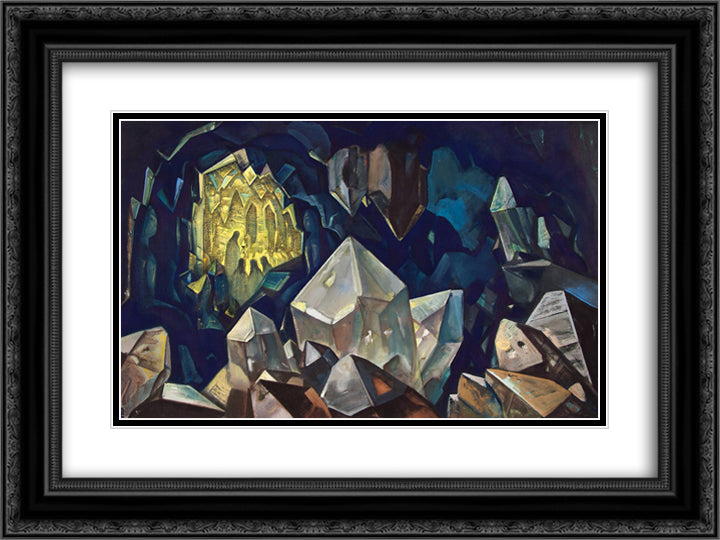 Sacred (Treasure of Mountain) 24x18 Black Ornate Wood Framed Art Print Poster with Double Matting by Roerich, Nicholas