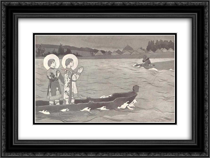 Saint Boris and saint Gleb 24x18 Black Ornate Wood Framed Art Print Poster with Double Matting by Roerich, Nicholas