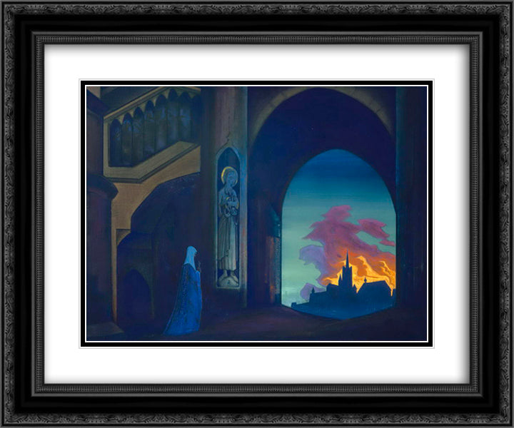 Saint Genevieve 24x20 Black Ornate Wood Framed Art Print Poster with Double Matting by Roerich, Nicholas