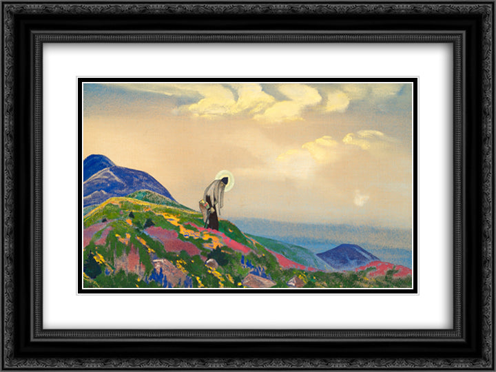 Saint Pantaleon the Healer 24x18 Black Ornate Wood Framed Art Print Poster with Double Matting by Roerich, Nicholas