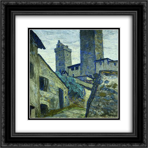 San Gimignano 20x20 Black Ornate Wood Framed Art Print Poster with Double Matting by Roerich, Nicholas