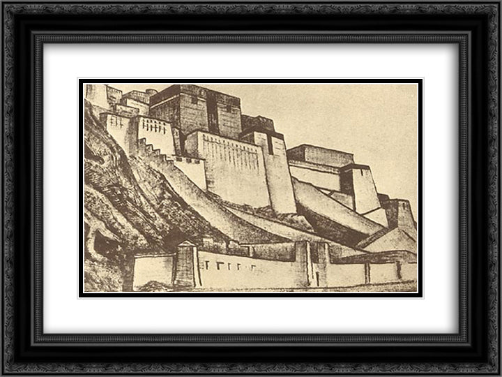 Sanctuaries 24x18 Black Ornate Wood Framed Art Print Poster with Double Matting by Roerich, Nicholas