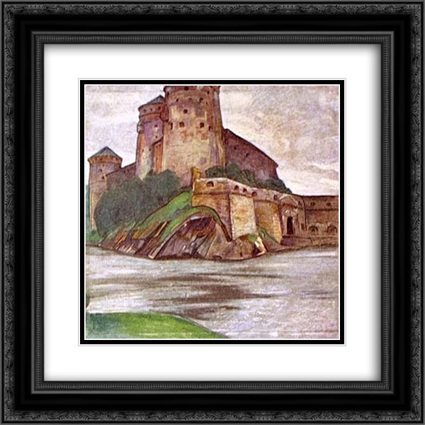 Savonlinna. Olavinlinna. 20x20 Black Ornate Wood Framed Art Print Poster with Double Matting by Roerich, Nicholas