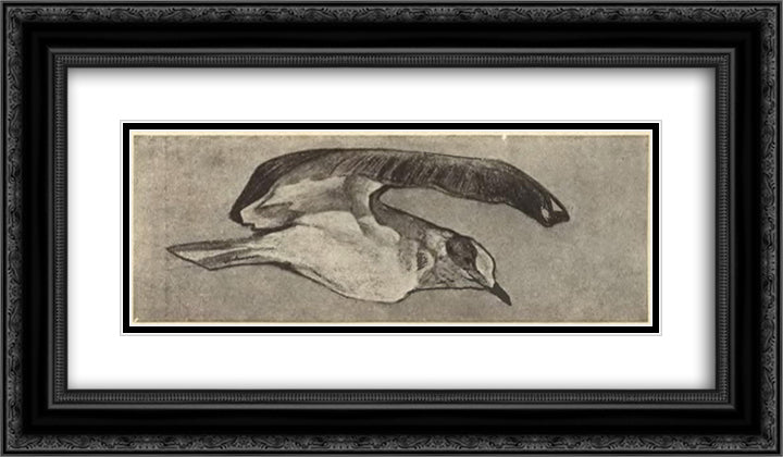 Seagull 24x14 Black Ornate Wood Framed Art Print Poster with Double Matting by Roerich, Nicholas